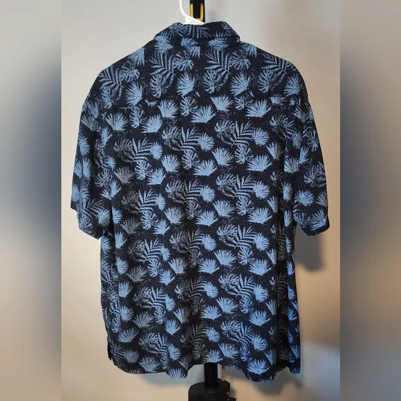 Nat Nast Luxury Originals XL Blue Palm Leaf Button Up Shirt Silk Blend Hawaiian - Picture 2 of 4